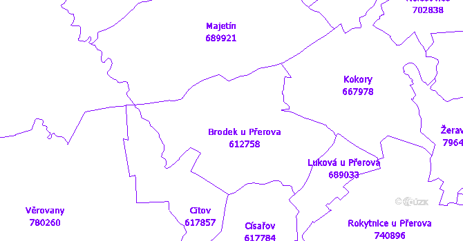 Katastrální mapa Brodek u Přerova