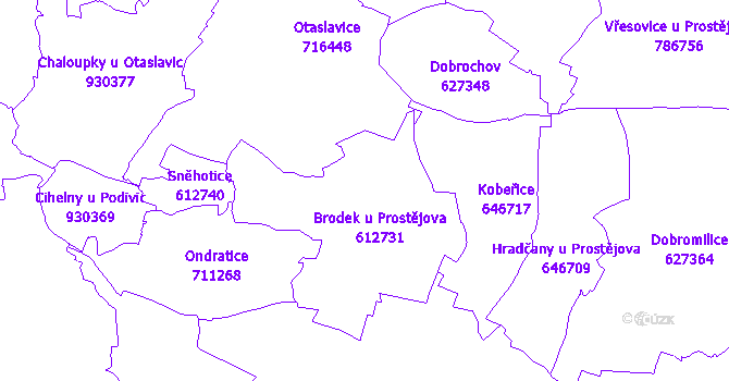 Katastrální mapa Brodek u Prostějova