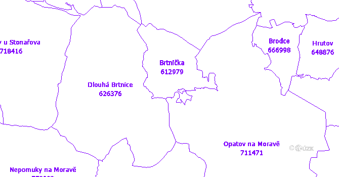 Katastrální mapa Brtnička
