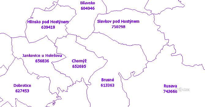 Katastrální mapa Brusné