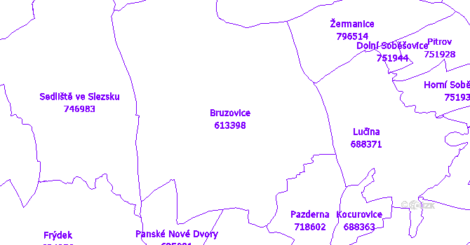 Katastrální mapa Bruzovice
