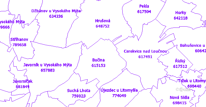 Katastrální mapa Bučina