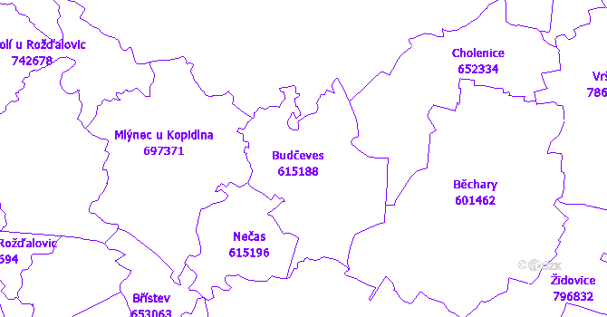 Katastrální mapa Budčeves