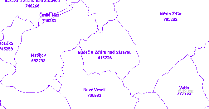 Katastrální mapa Budeč
