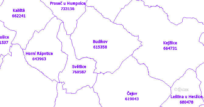 Katastrální mapa Budíkov
