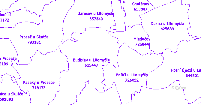 Katastrální mapa Budislav