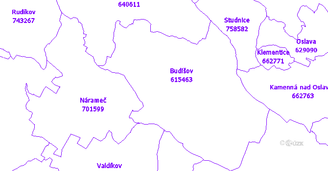 Katastrální mapa Budišov