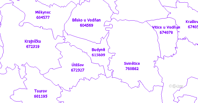 Katastrální mapa Budyně