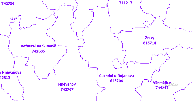 Katastrální mapa Bujanov