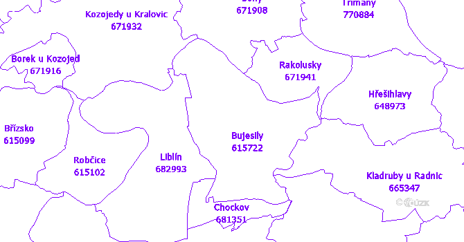 Katastrální mapa Bujesily