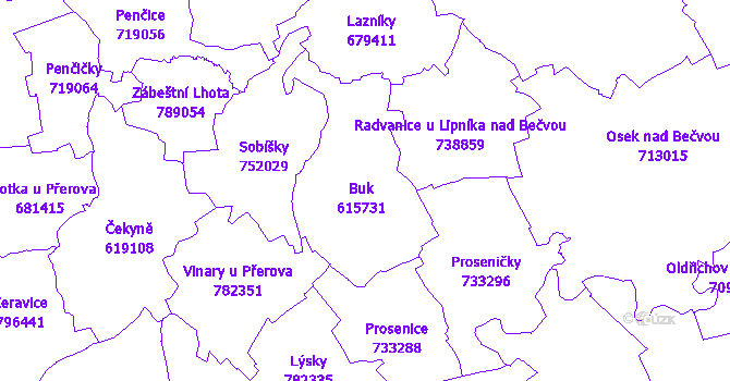 Katastrální mapa Buk