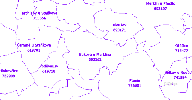 Katastrální mapa Buková