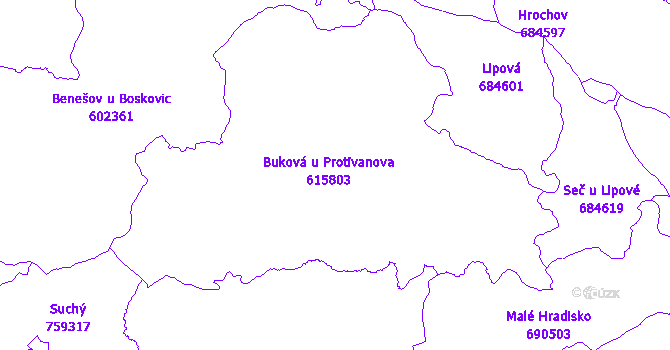 Katastrální mapa Buková