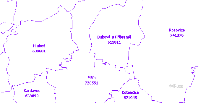 Katastrální mapa Buková u Příbramě