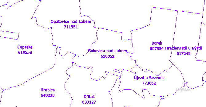Katastrální mapa Bukovina nad Labem