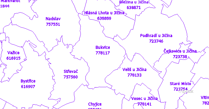Katastrální mapa Bukvice