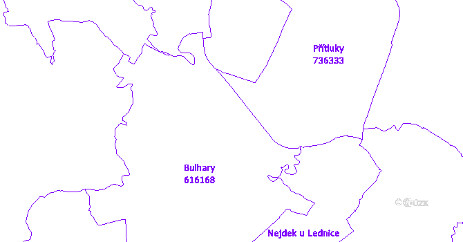 Katastrální mapa Bulhary