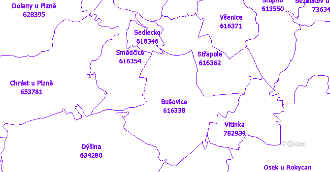 Katastrální mapa Bušovice