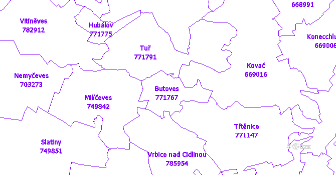 Katastrální mapa Butoves