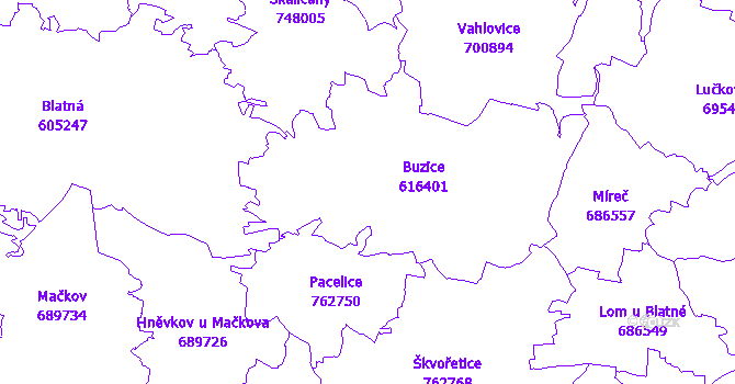 Katastrální mapa Buzice