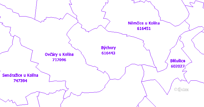 Katastrální mapa Býchory