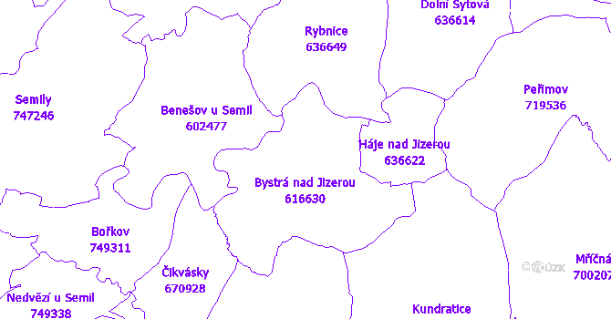 Katastrální mapa Bystrá nad Jizerou