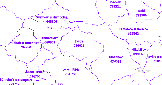 Katastrální mapa Bystrá