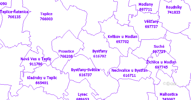 Katastrální mapa Bystřany