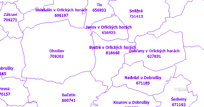 Katastrální mapa Bystré