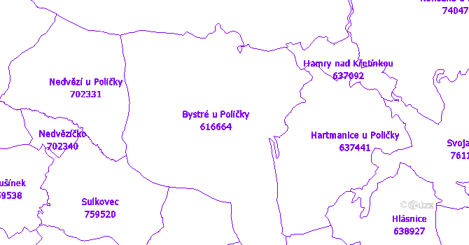 Katastrální mapa Bystré