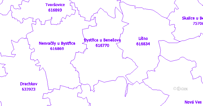 Katastrální mapa Bystřice