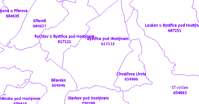 Katastrální mapa Bystřice pod Hostýnem