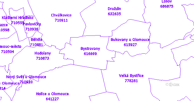 Katastrální mapa Bystrovany