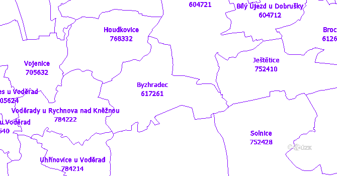 Katastrální mapa Byzhradec