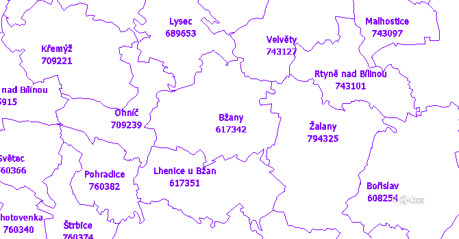 Katastrální mapa Bžany