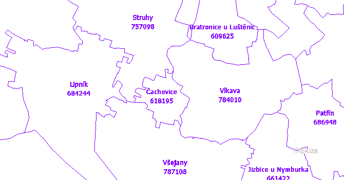 Katastrální mapa Čachovice