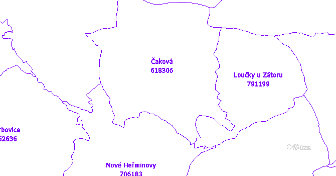 Katastrální mapa Čaková