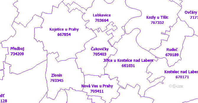 Katastrální mapa Čakovičky
