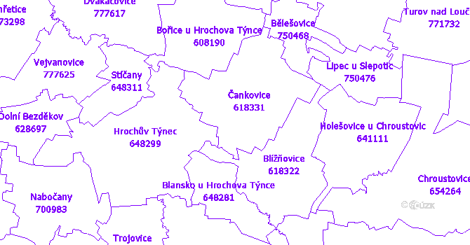 Katastrální mapa Čankovice