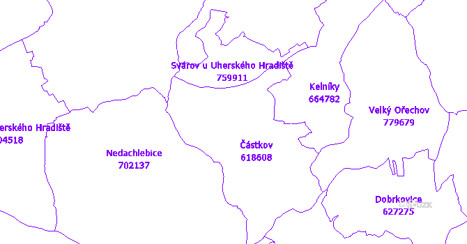 Katastrální mapa Částkov