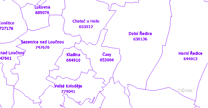 Katastrální mapa Časy