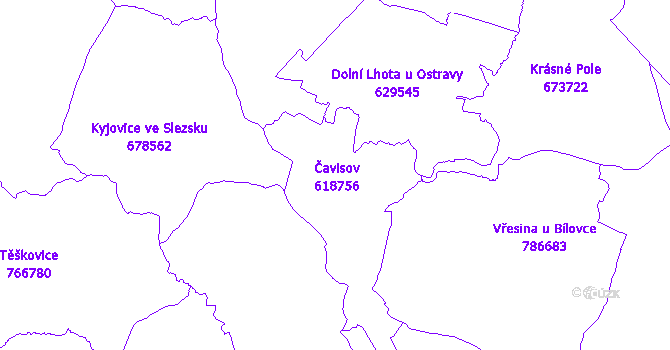 Katastrální mapa Čavisov