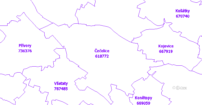 Katastrální mapa Čečelice