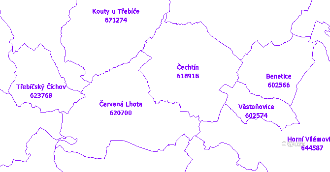 Katastrální mapa Čechtín