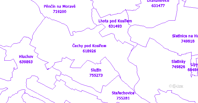 Katastrální mapa Čechy pod Kosířem