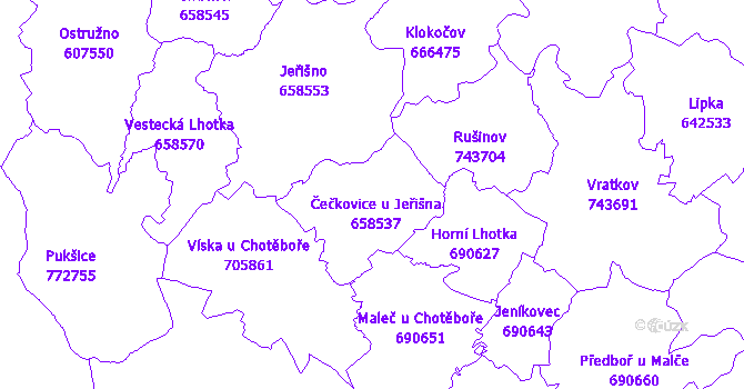 Katastrální mapa Čečkovice