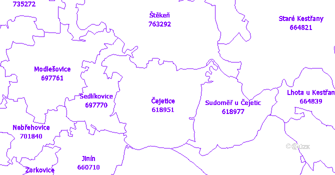 Katastrální mapa Čejetice