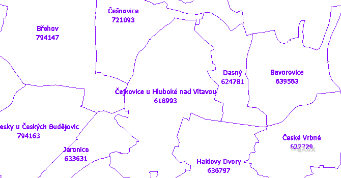 Katastrální mapa Čejkovice