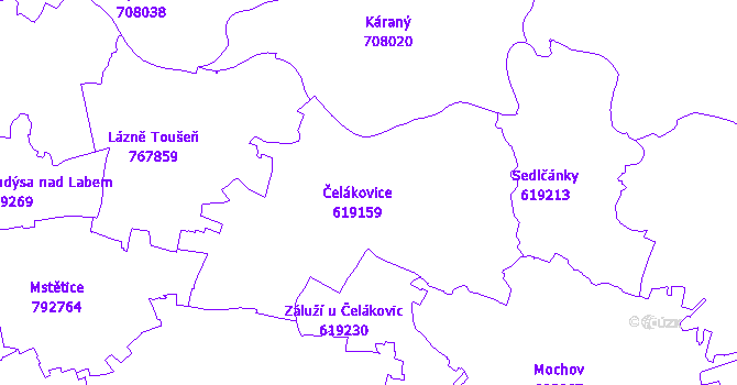 Katastrální mapa Čelákovice