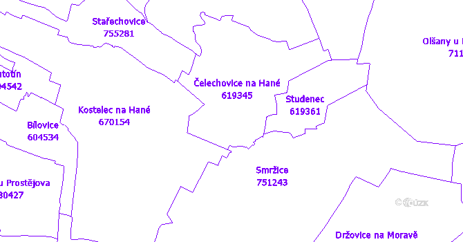Katastrální mapa Čelechovice na Hané